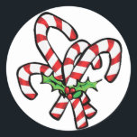 Christmas Candy Cane Sticker<br><div class="desc">Mooie snoepriet sticker voor pakjes,  enveloppen of waar dan ook.</div>