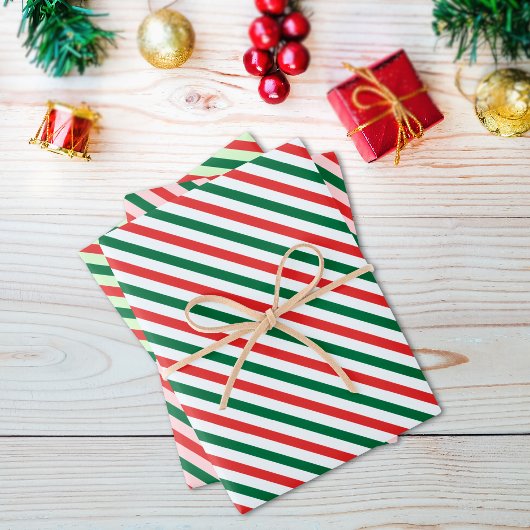 Christmas Candy Cane Stripe set of 3 Inpakpapier Vel