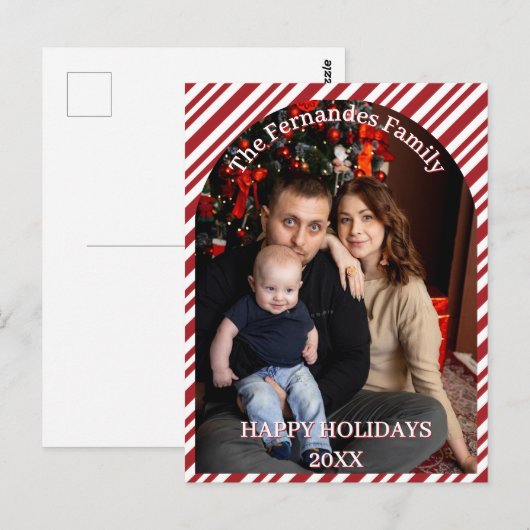 Christmas Candy Cane Stripes Cutsom Briefkaart (Voorkant / Achterkant)