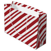 Christmas Candy Cane Stripes Groot Cadeauzakje (Achterkant Gekanteld)