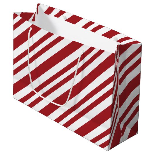 Christmas Candy Cane Stripes Groot Cadeauzakje (Voorkant Gekanteld)