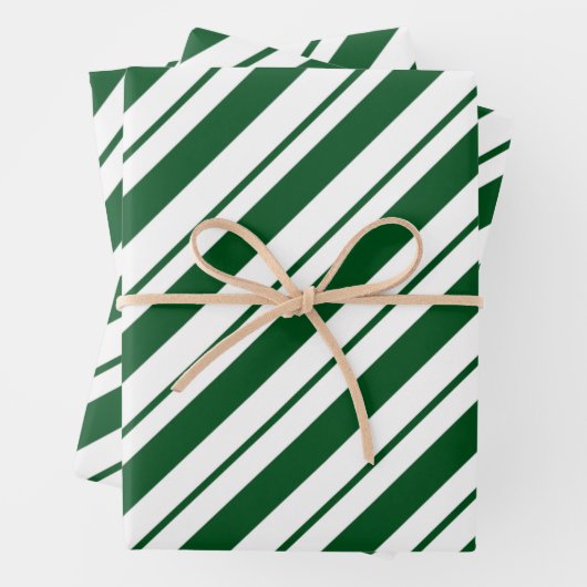 Christmas Candy Cane Stripes in Green and White Inpakpapier Vel (In situ)