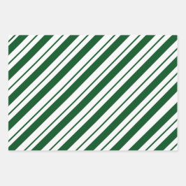 Christmas Candy Cane Stripes in Green and White  Inpakpapier Vel