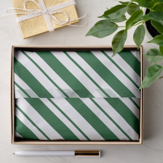Christmas Candy Cane Stripes in Green and White  Tissuepapier (Geschenk)