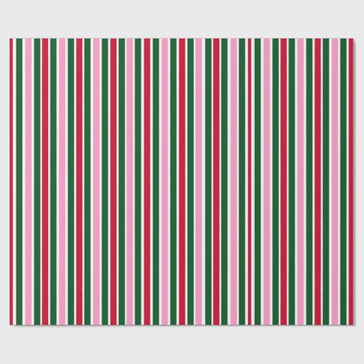 Christmas Candy Cane Stripes in Pink Green and Red Cadeaupapier (Vlak)