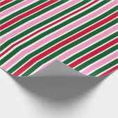 Christmas Candy Cane Stripes in Pink Green and Red Cadeaupapier (Hoek)