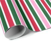 Christmas Candy Cane Stripes in Pink Green and Red Cadeaupapier (Rol Hoek)
