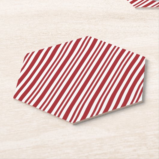 Christmas Candy Cane Stripes Kartonnen Onderzetters (Schuin)