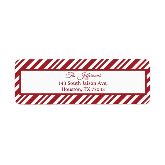 Christmas Candy Cane Stripes Return Address Label (Voorkant)