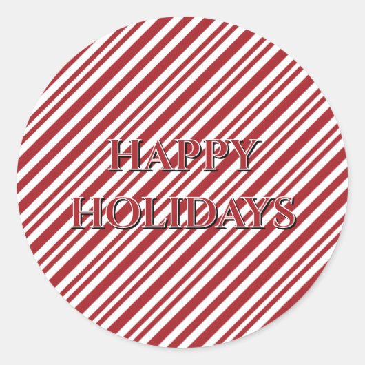 Christmas Candy Cane Stripes Ronde Sticker (Voorkant)