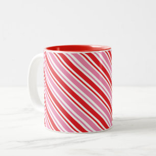 CHRISTMAS CANDY CANE STRIPT NOODZAKELIJK modern ro Tweekleurige Koffiemok