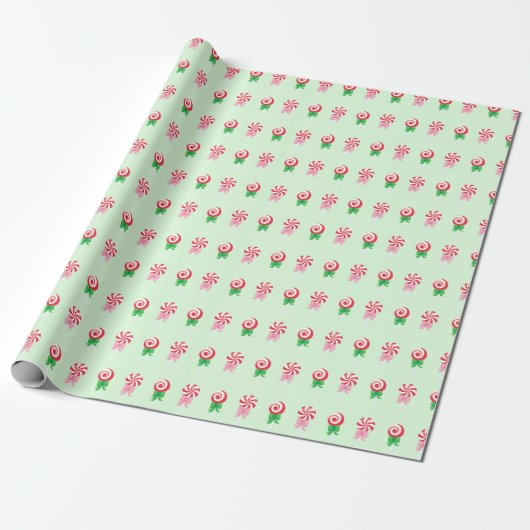 Christmas Candy Cane Swirls Pattern Cadeaupapier (Uitgerold)