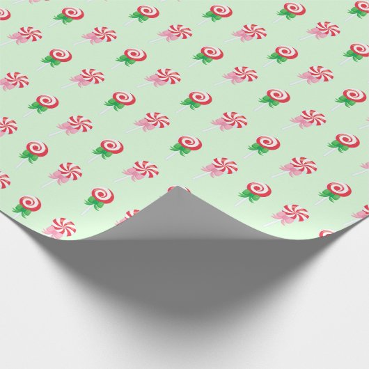 Christmas Candy Cane Swirls Pattern Cadeaupapier (Hoek)