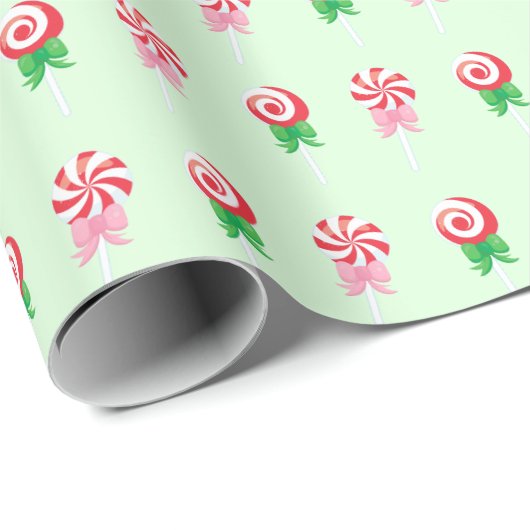 Christmas Candy Cane Swirls Pattern Cadeaupapier (Rol Hoek)