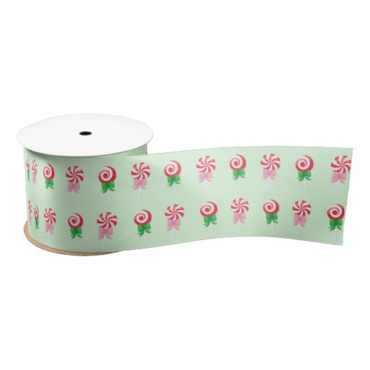 Christmas Candy Cane Swirls Pattern Satijnen Lint (Spoel)