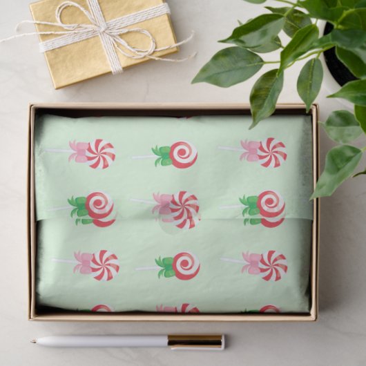 Christmas Candy Cane Swirls Pattern Tissuepapier (Geschenk)
