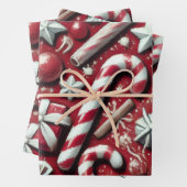 Christmas Candy Cane Tree Presents Red Decoupage Inpakpapier Vel (In situ)