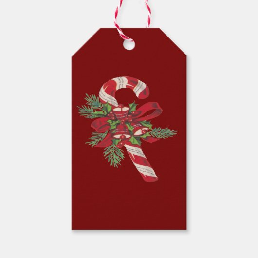Christmas Candy Cane With Decorative Ribbon Cadeaulabel (Voorkant)