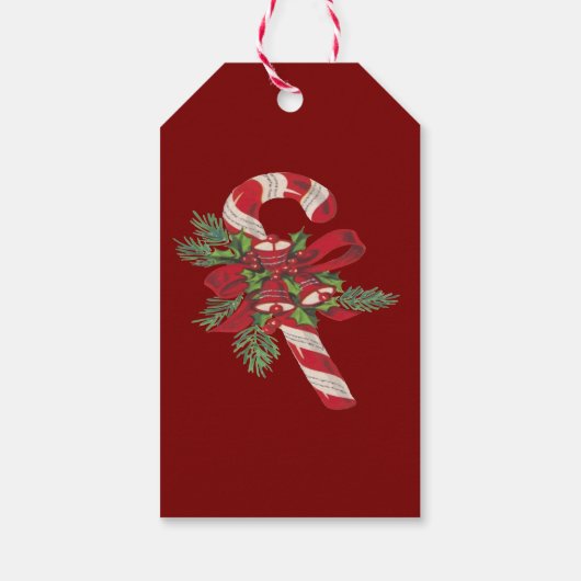 Christmas Candy Cane With Decorative Ribbon Cadeaulabel (Achterkant)