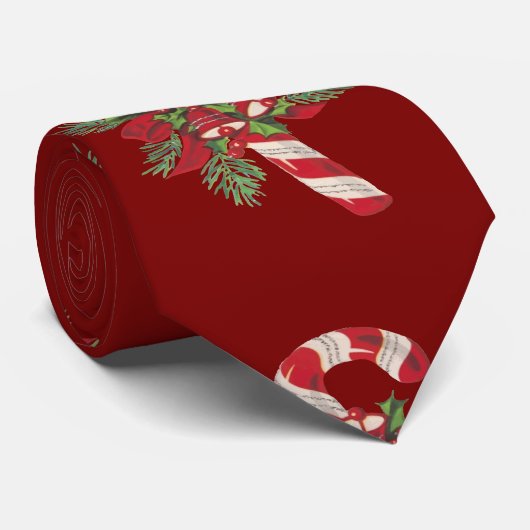 Christmas Candy Cane With Decorative Ribbon Stropdas (Opgerold)