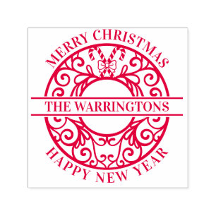 Christmas Candy Canes Lacy filigraan familienaam Zelfinktende Stempel