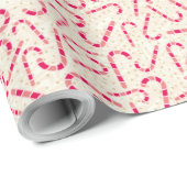 Christmas-Candy Canes-Red en Pink-Cream Textured Cadeaupapier (Rol Hoek)