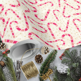 Christmas-Candy Canes-Red en Pink-Cream Textured Cadeaupapier