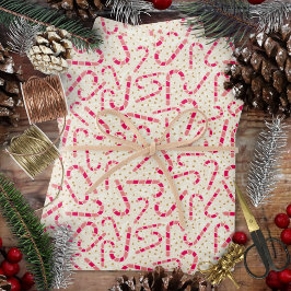 Christmas-Candy Canes-Red en Pink-Cream Textured Inpakpapier Vel