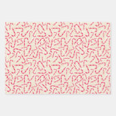 Christmas-Candy Canes-Red en Pink-Cream Textured Inpakpapier Vel (Voorkant 2)