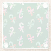 Christmas Candy Canes with Bows - Green Coaster Glazen Onderzetter (Achterkant)