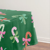 Christmas Candy Canes with Bows - Green Tafelkleed (Voorbeeld)