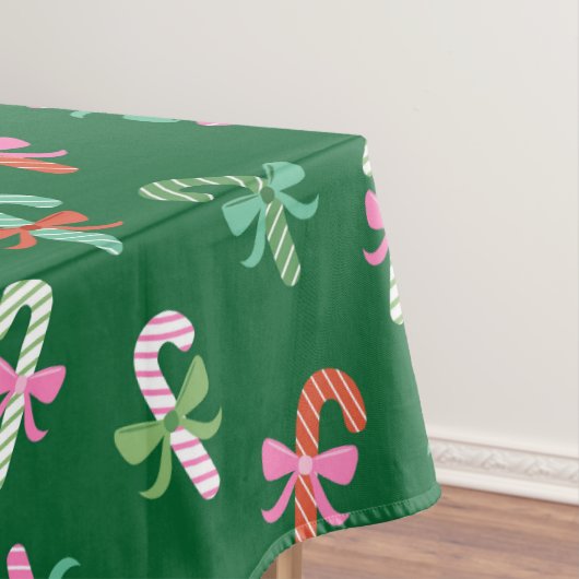 Christmas Candy Canes with Bows - Green Tafelkleed (Voorbeeld)
