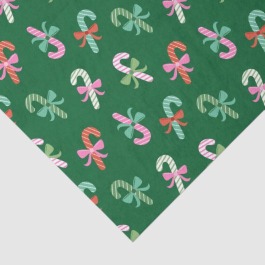 Christmas Candy Canes with Bows - Green Tissuepapier (Detail)