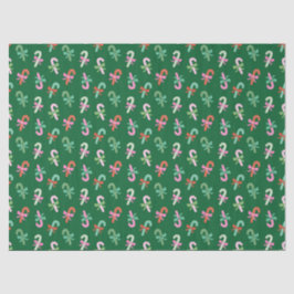 Christmas Candy Canes with Bows - Green Tissuepapier