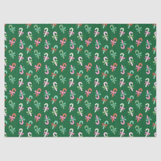Christmas Candy Canes with Bows - Green Tissuepapier (Voorkant)