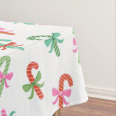 Christmas Candy Canes with Bows - Green & White Tafelkleed (Voorbeeld)