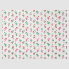 Christmas Candy Canes with Bows - Green & White Tissuepapier