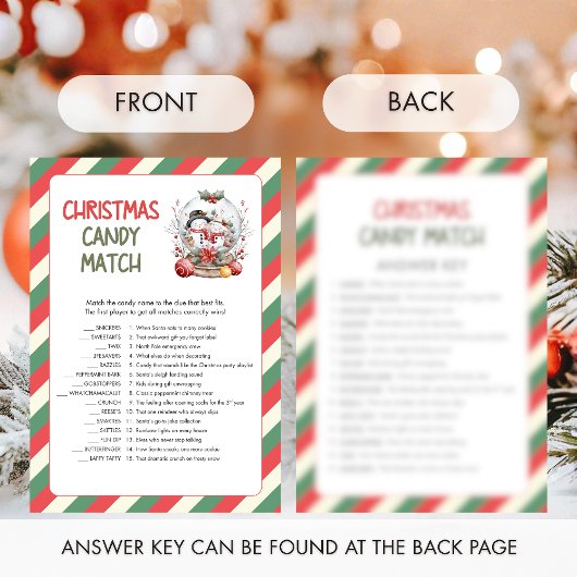 Christmas Candy Match Game Feestdagenkaart
