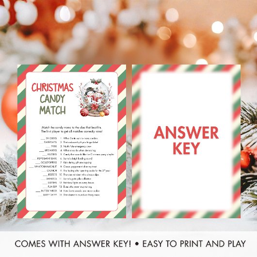 Christmas Candy Match Game Feestdagenkaart