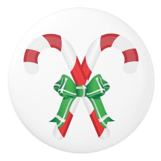 CHRISTMAS CANDYCANES KERAMISCHE KNOP (Voorkant)