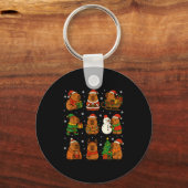 Christmas Capybara Santa Hat Funny Xmas Men Women  Sleutelhanger (Voorkant)