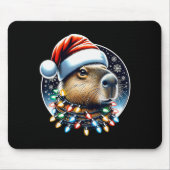 Christmas Capybara Santa Hat Xmas Lights Men Women Muismat (Voorkant)