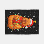 Christmas Capybara With Santa Hat Xmas Lights Tree Fleece Deken (Voorkant (Horizontaal))