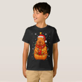 Christmas Capybara With Santa Hat Xmas Lights Tree T-shirt (Voorkant volledig)