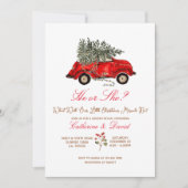 Christmas Car and Tree Gender Reveal Invitation Kaart (Voorkant)