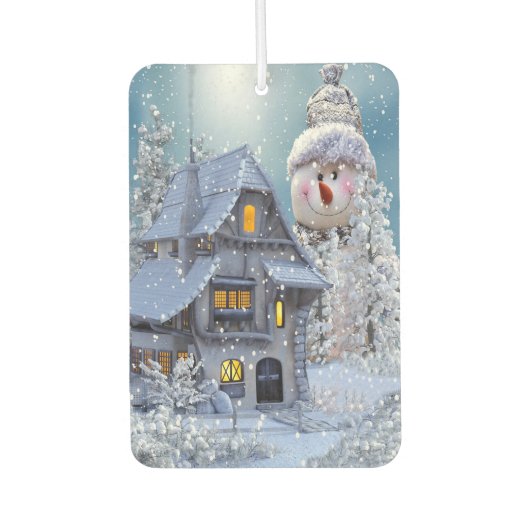 Christmas Car Decoration Winter White Snowman Blue Luchtverfrisser (Voorkant)