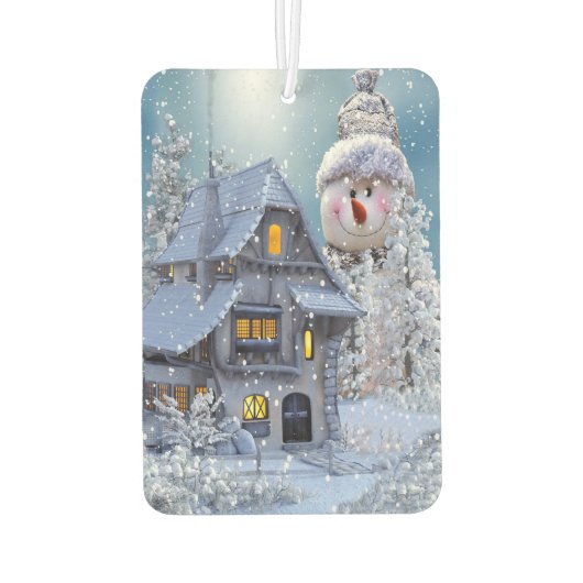 Christmas Car Decoration Winter White Snowman Blue Luchtverfrisser (Achterkant)