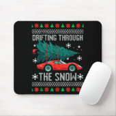 Christmas Car Drifting Through Snow Ugly Xmas Men Muismat (Met muis)
