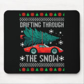 Christmas Car Drifting Through Snow Ugly Xmas Men  Muismat (Voorkant)