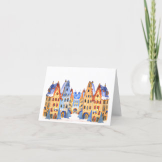 Christmas Card Best Wishes Card Winter Town Snow  Feestdagen Kaart